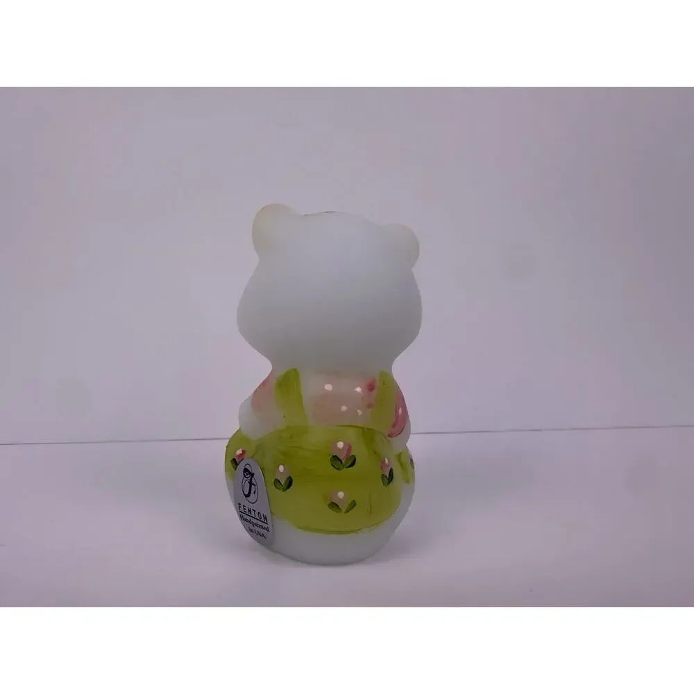 Fenton Limited Edition Spring Season Satin Glass Mini Bear Signed 21/250